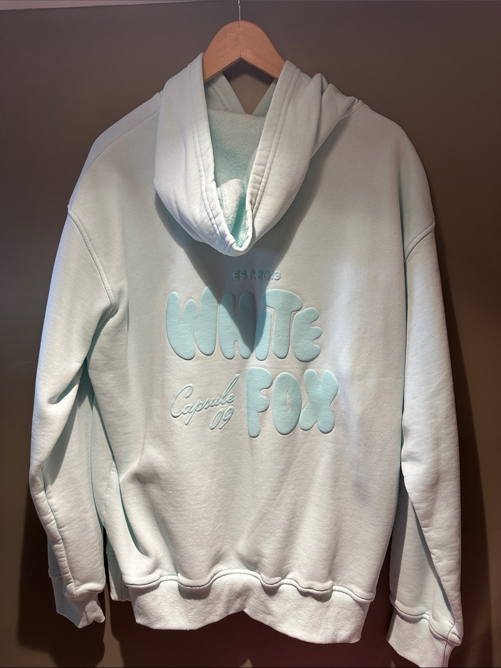 White Fox Womens  Mint Green Blue Pullover Hoodie sz medium large - Picture 4 of 6